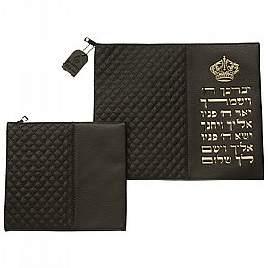 כיסוי לטלית ותפילין רש"י – ברכה מלכותית בהידור שחור כיסוי לטלית ותפילין רש"י – ברכה מלכותית בהידור שחור